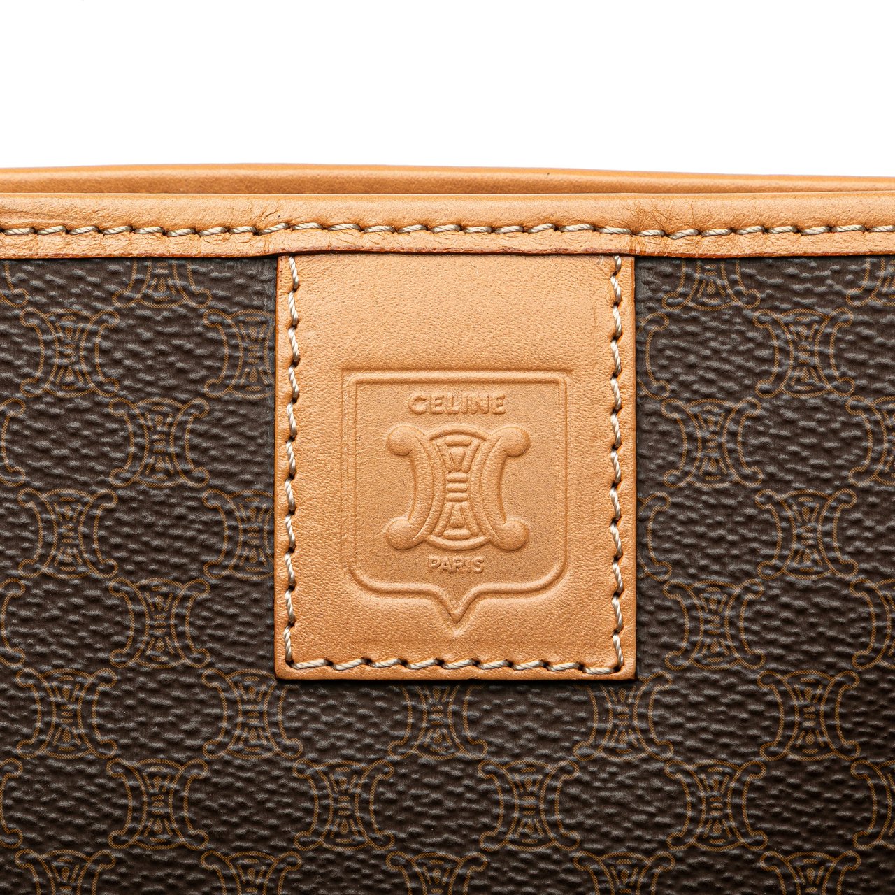 Celine Macadam Coated Canvas Clutch Bruin