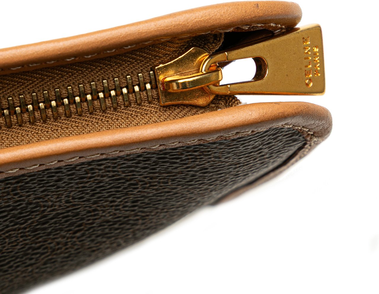 Celine Macadam Coated Canvas Clutch Bruin