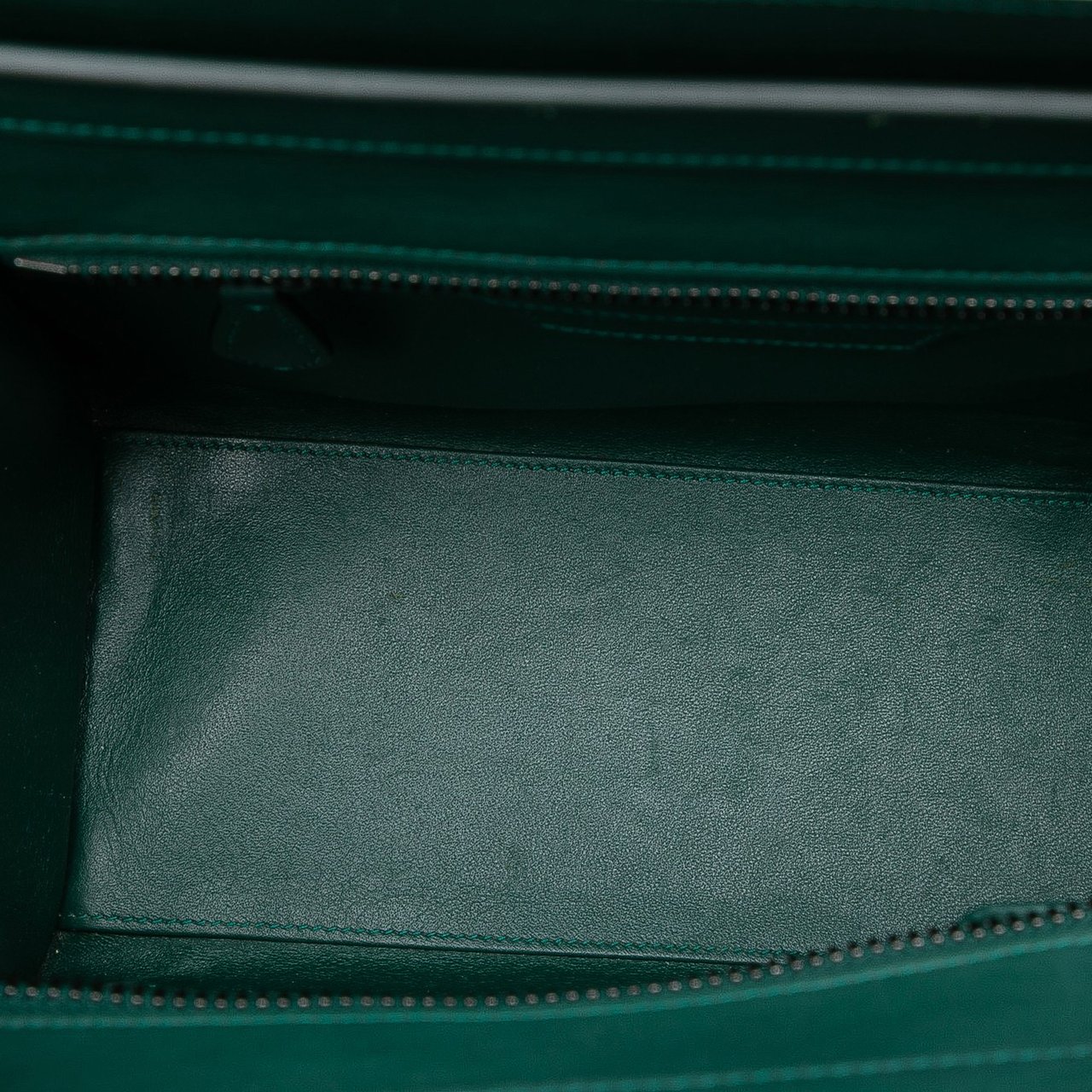 Celine Mini Bicolor Leather and Felt Trimmed Luggage Tote Groen
