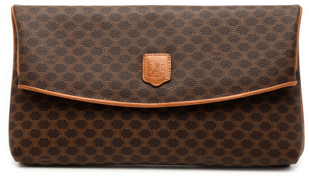 Celine Macadam Coated Canvas Clutch Bruin