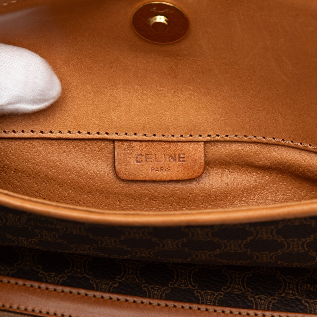 Celine Macadam Coated Canvas Clutch Bruin
