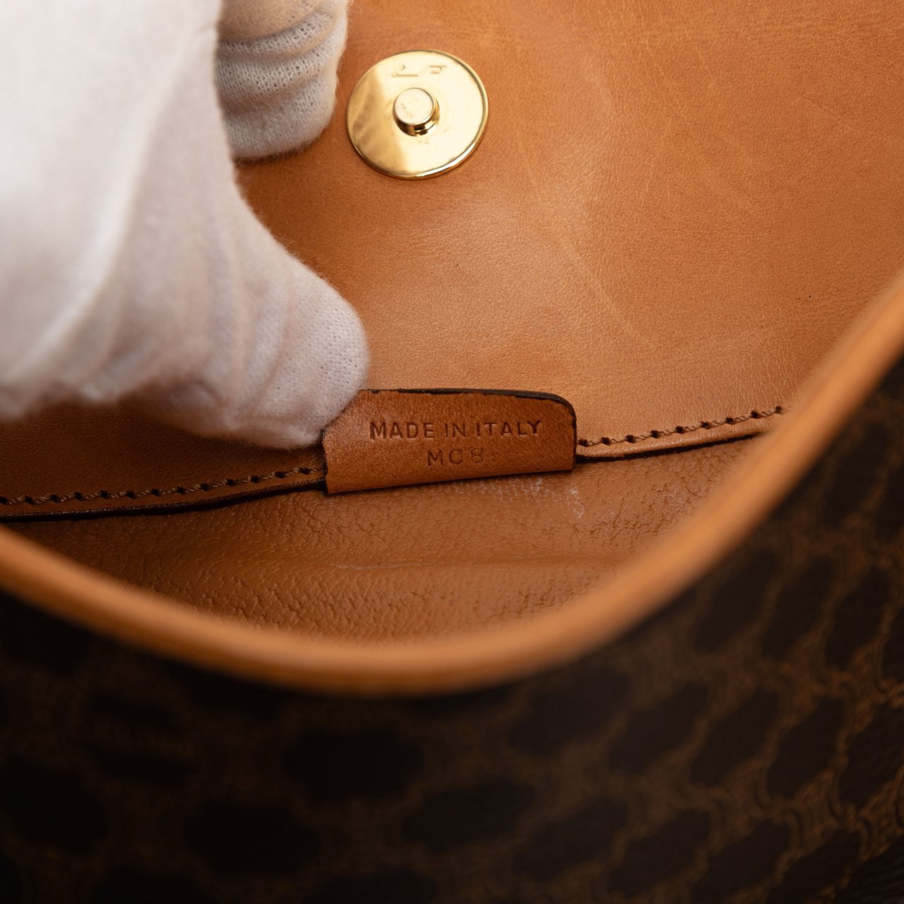 Celine Macadam Coated Canvas Clutch Bruin