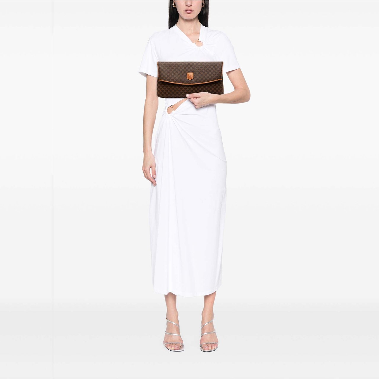 Celine Macadam Coated Canvas Clutch Bruin