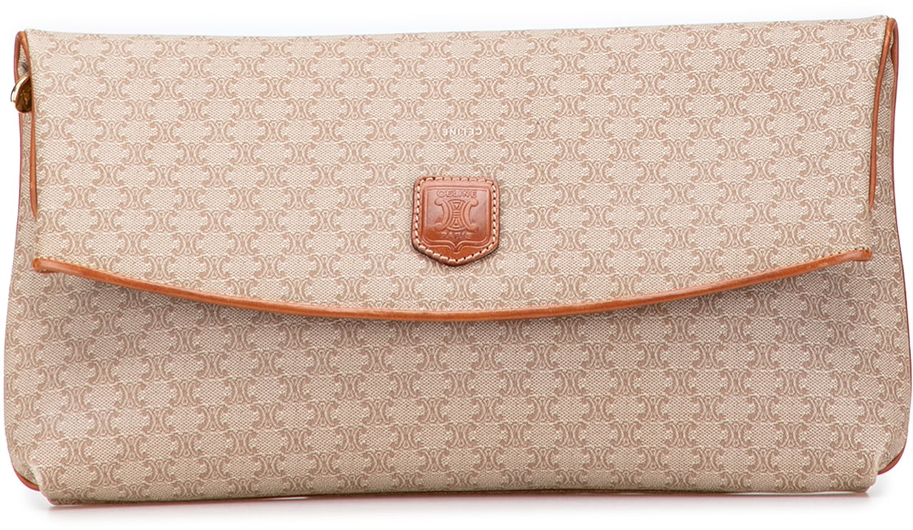 Celine Macadam Coated Canvas Clutch Bruin