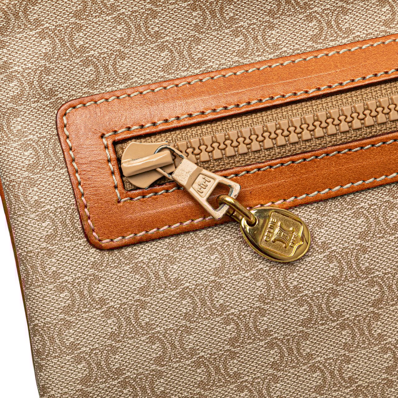 Celine Macadam Coated Canvas Clutch Bruin