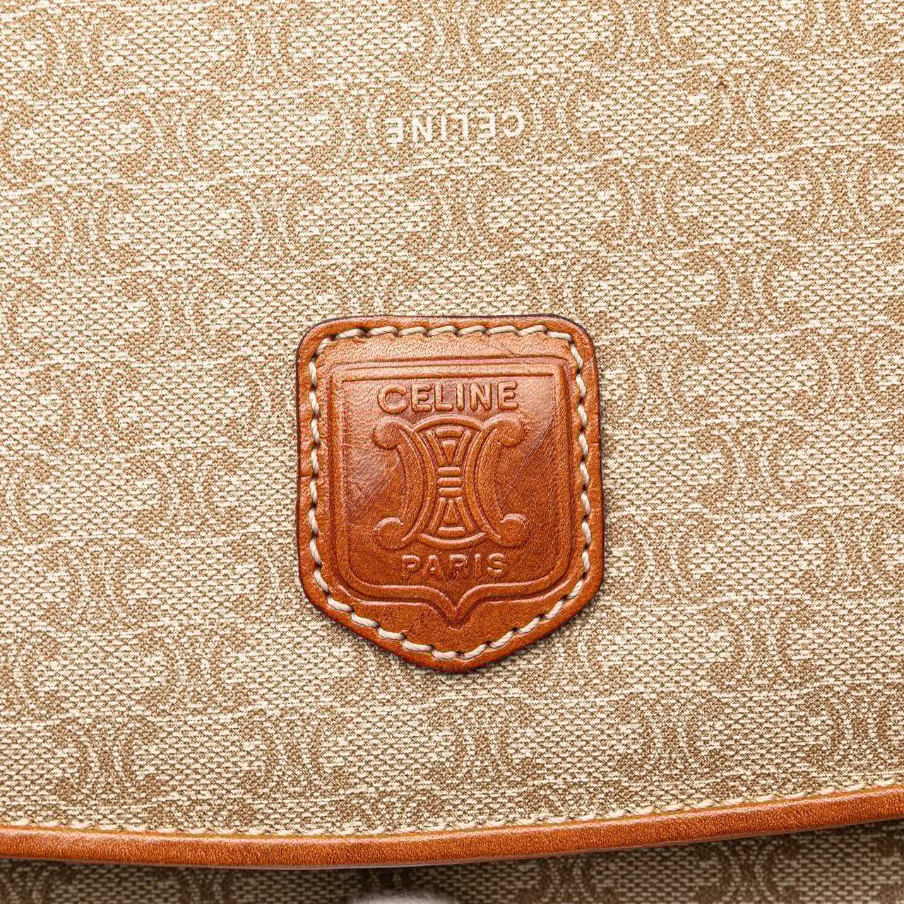 Celine Macadam Coated Canvas Clutch Bruin