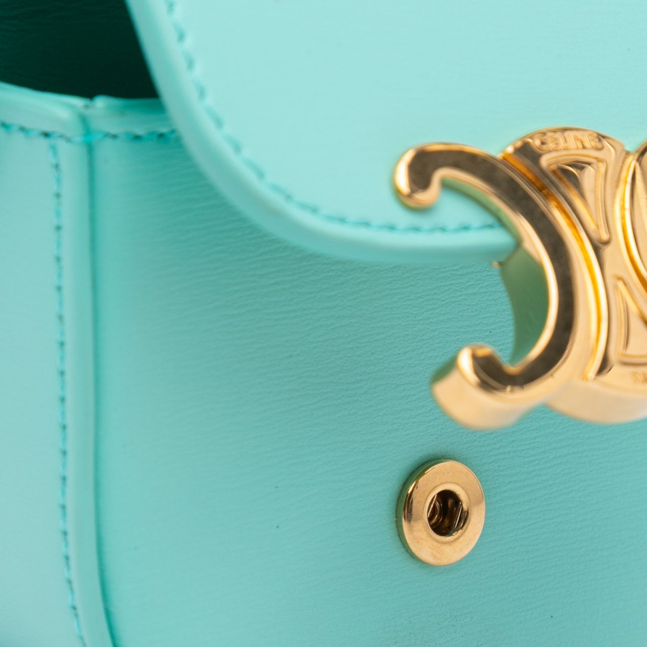 Celine Leather Triomphe AirPods Case with Strap Blauw