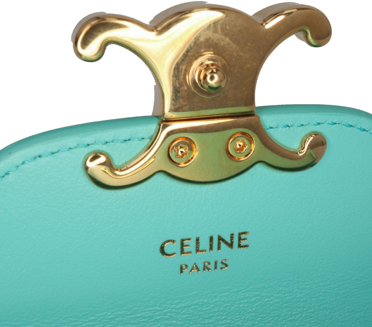 Celine Leather Triomphe AirPods Case with Strap Blauw