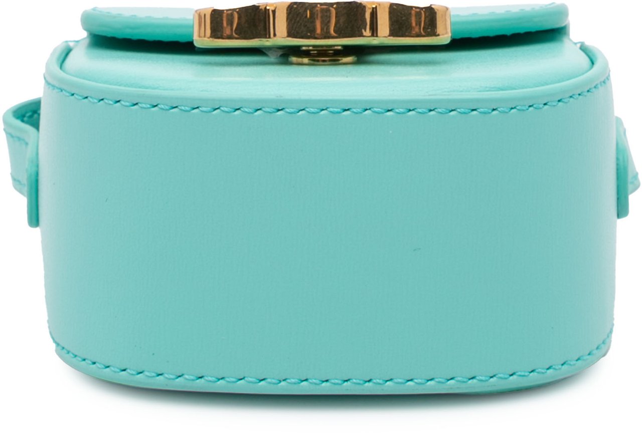 Celine Leather Triomphe AirPods Case with Strap Blauw