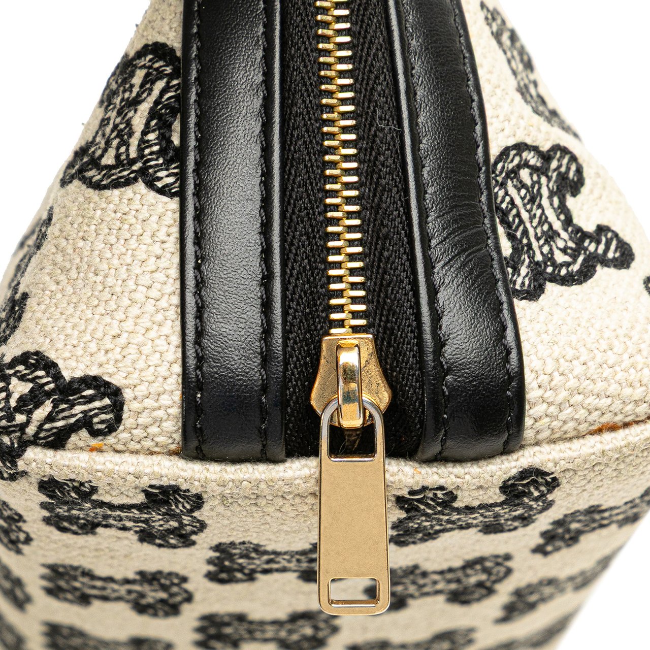 Celine Triomphe Emroidered Canvas Clutch On Chain Bruin