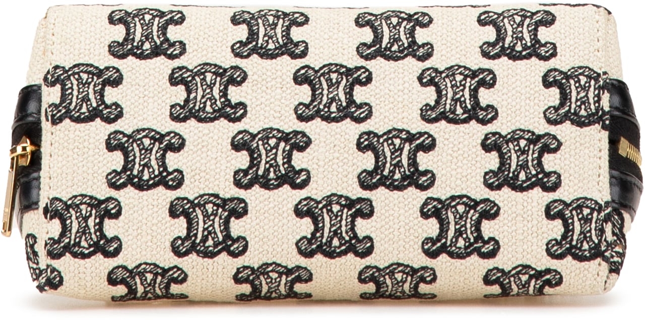 Celine Triomphe Emroidered Canvas Clutch On Chain Bruin