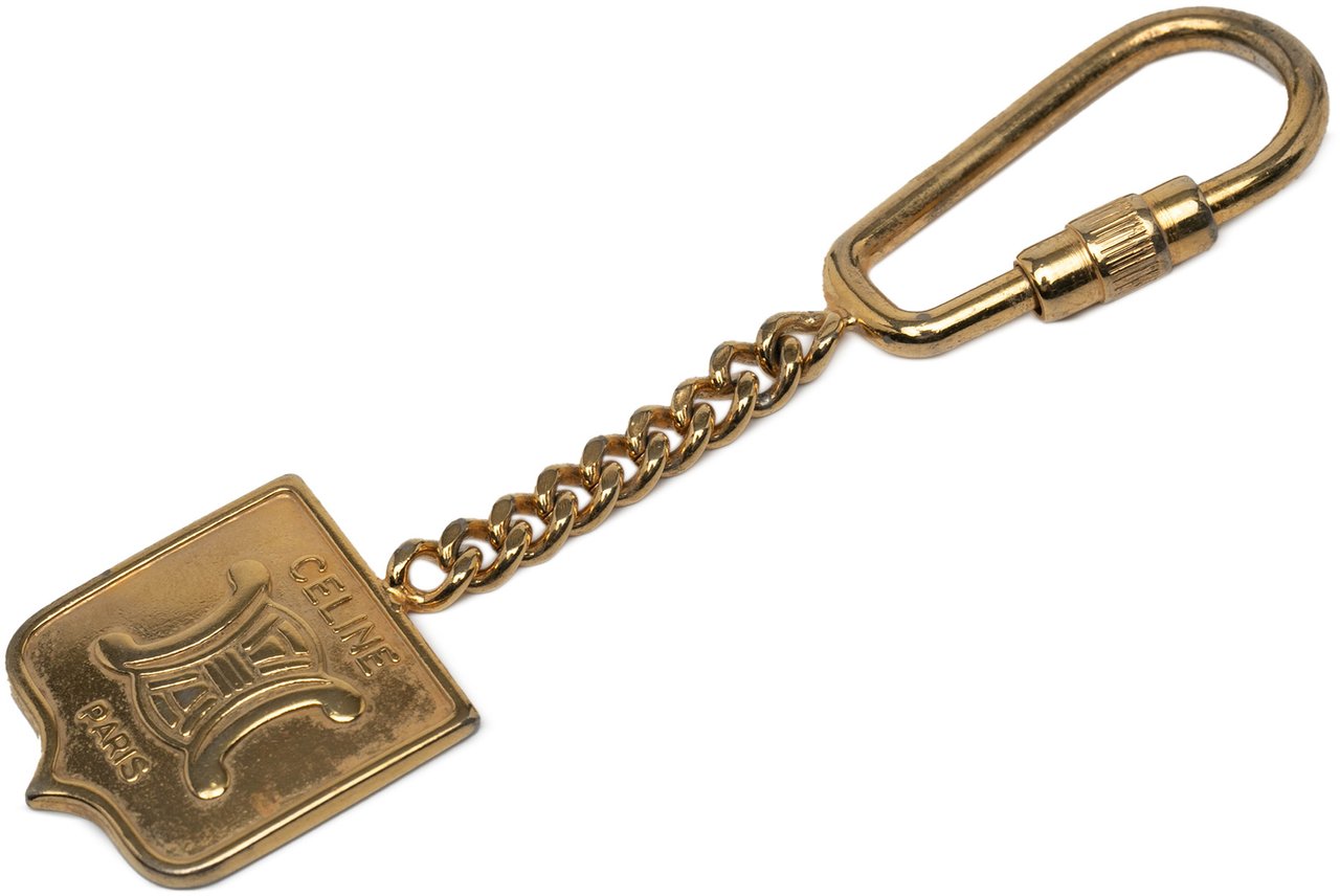 Celine Gold Plated Triomphe Key Chain Goud