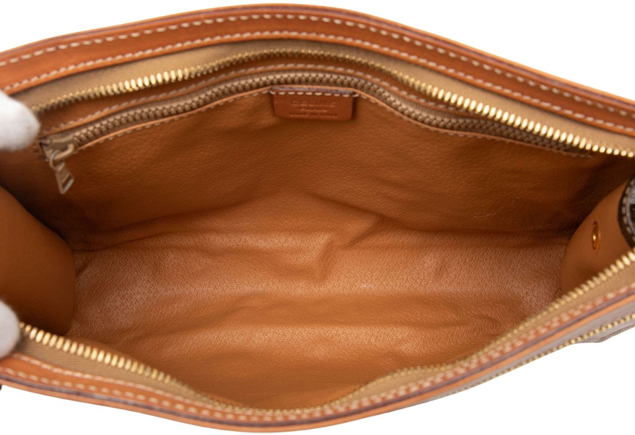 Celine Macadam Coated Canvas Clutch Bruin