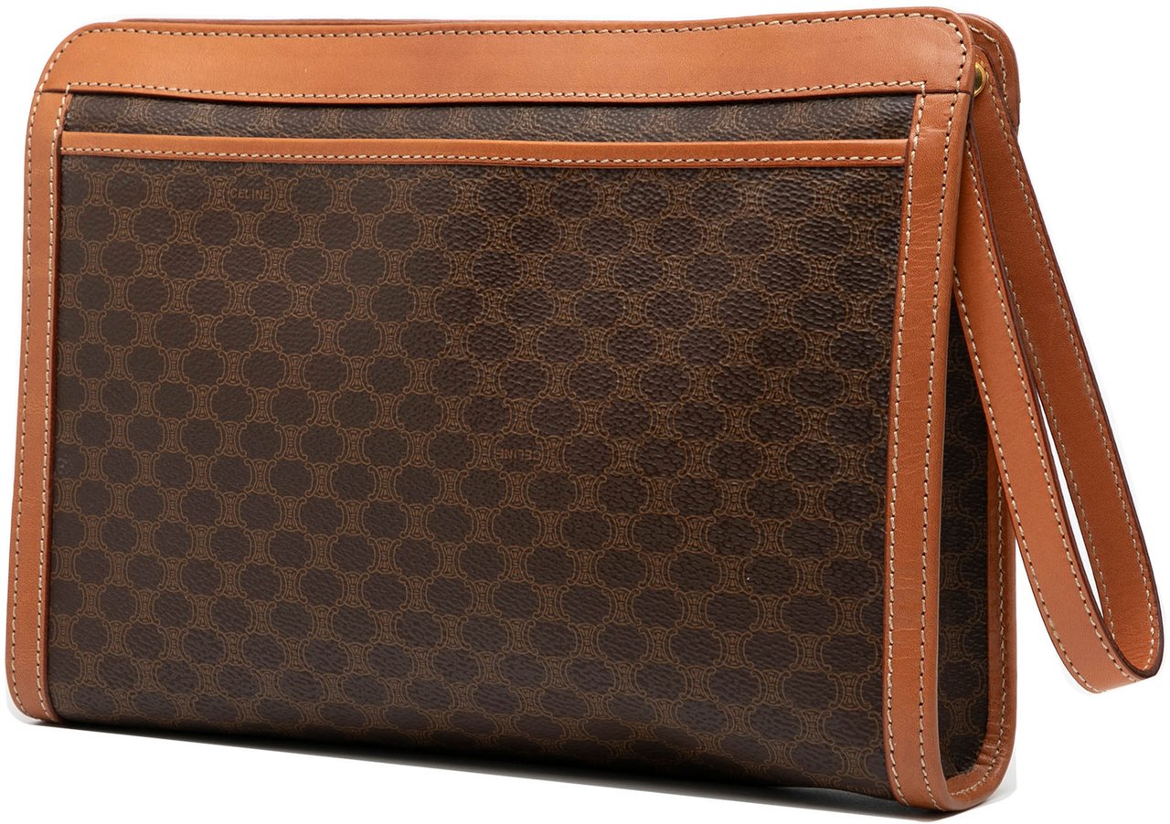 Celine Macadam Coated Canvas Clutch Bruin