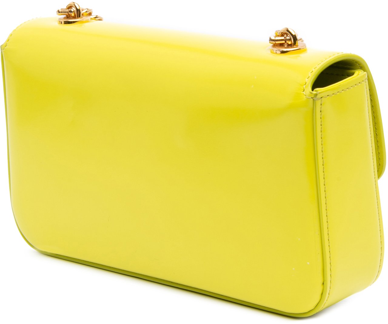 Celine Calfskin Cuir Triomphe Chain Shoulder Bag Geel