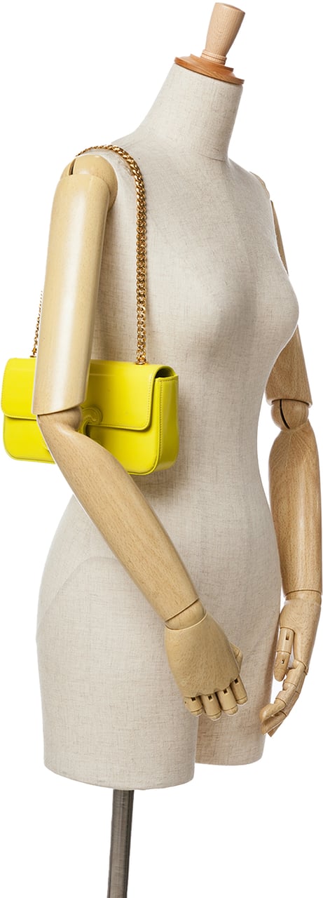 Celine Calfskin Cuir Triomphe Chain Shoulder Bag Geel