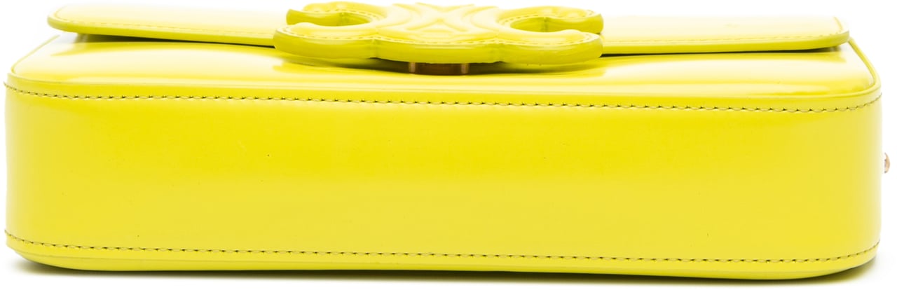 Celine Calfskin Cuir Triomphe Chain Shoulder Bag Geel