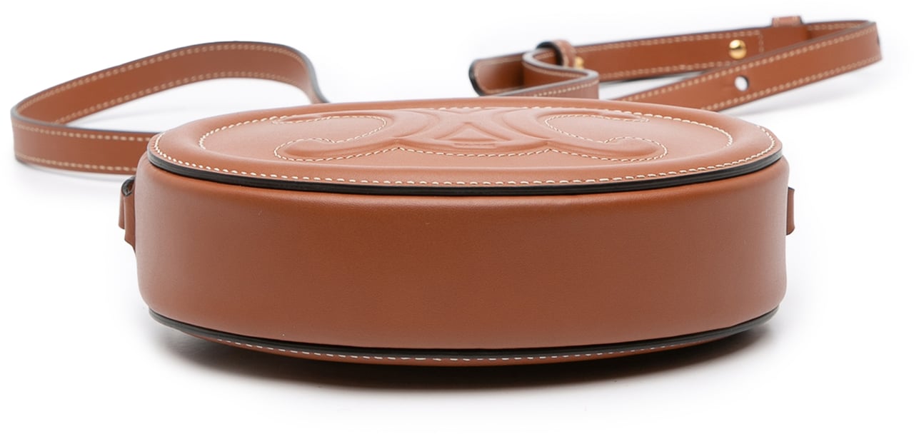 Celine Small Calfskin Cuir Triomphe Oval Crossbody Bruin