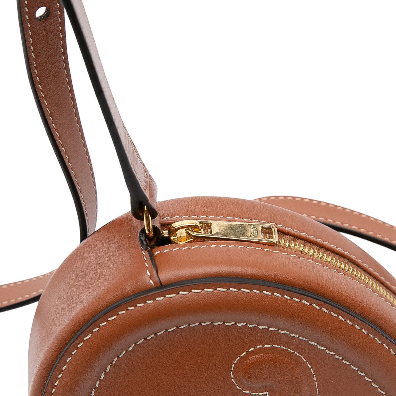 Celine Small Calfskin Cuir Triomphe Oval Crossbody Bruin