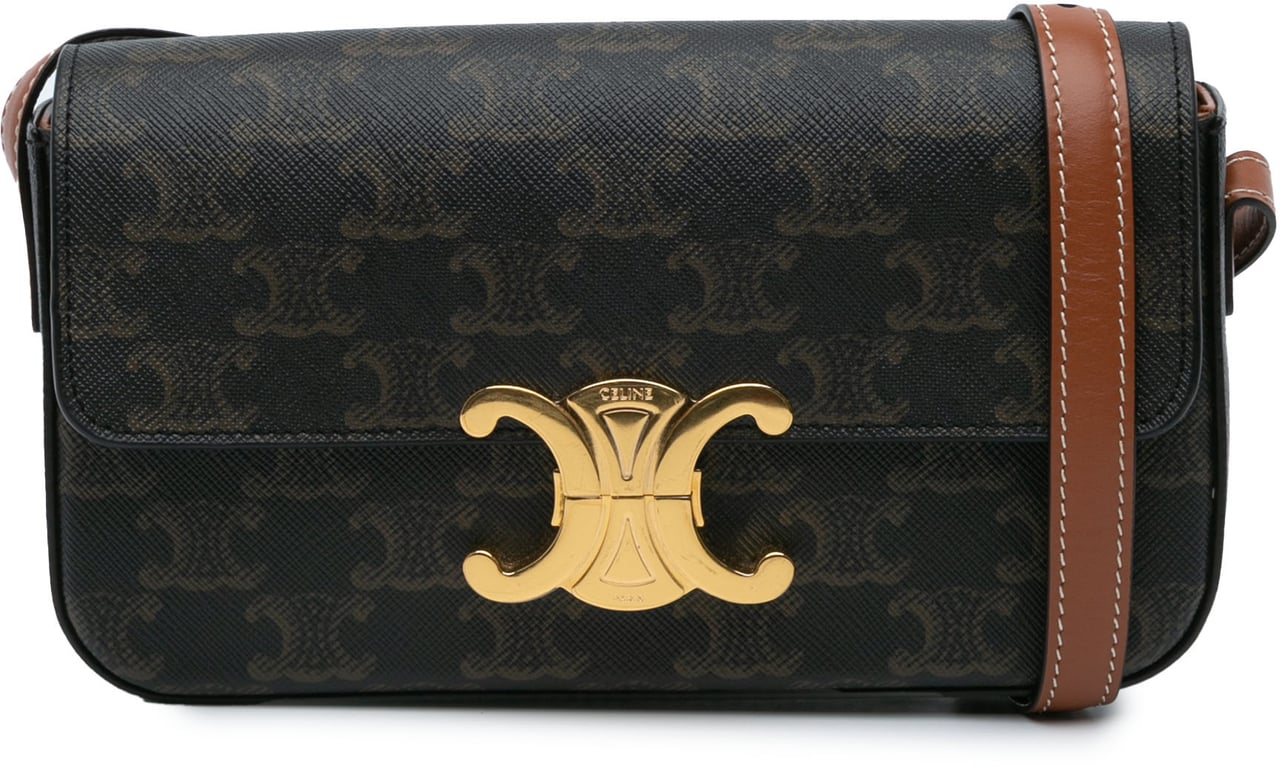 Celine Triomphe Coated Canvas Claude Shoulder Bag Bruin