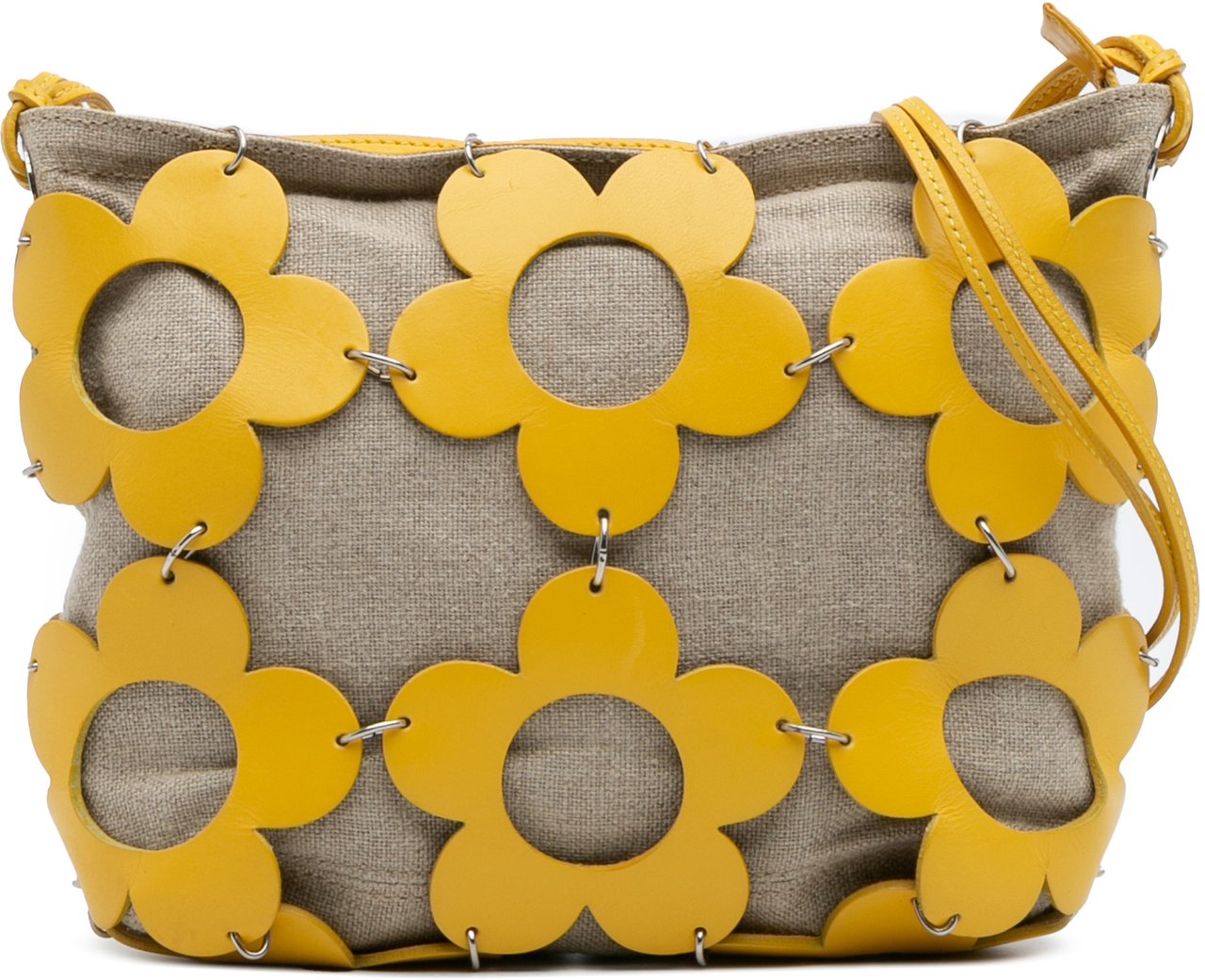 Celine Canvas and Leather Cutout Flower Crossbody Bruin