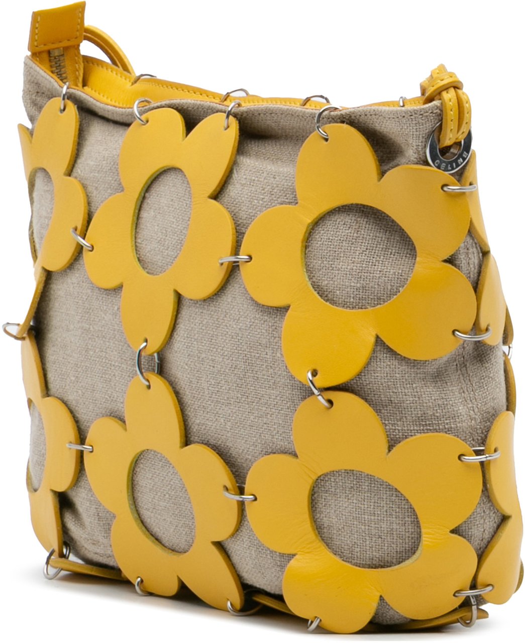 Celine Canvas and Leather Cutout Flower Crossbody Bruin