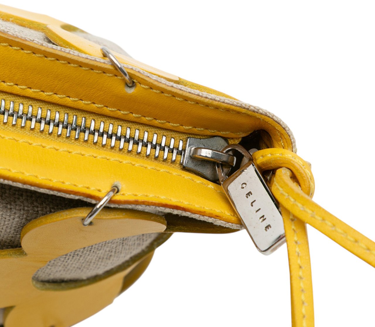 Celine Canvas and Leather Cutout Flower Crossbody Bruin