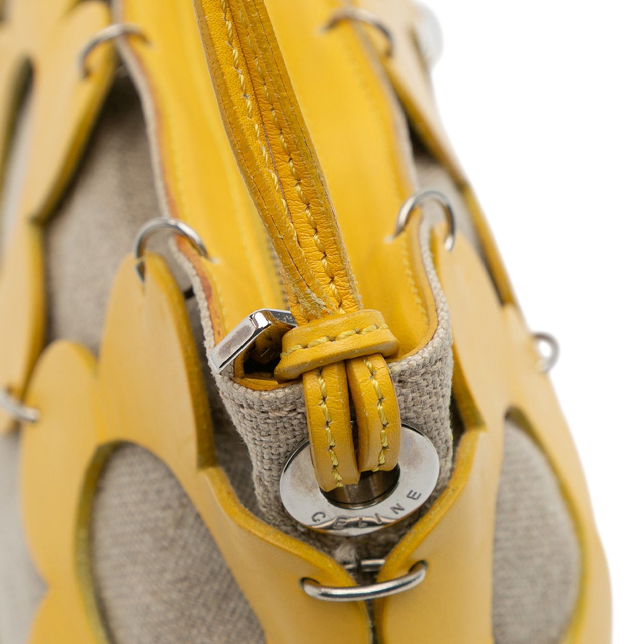 Celine Canvas and Leather Cutout Flower Crossbody Bruin