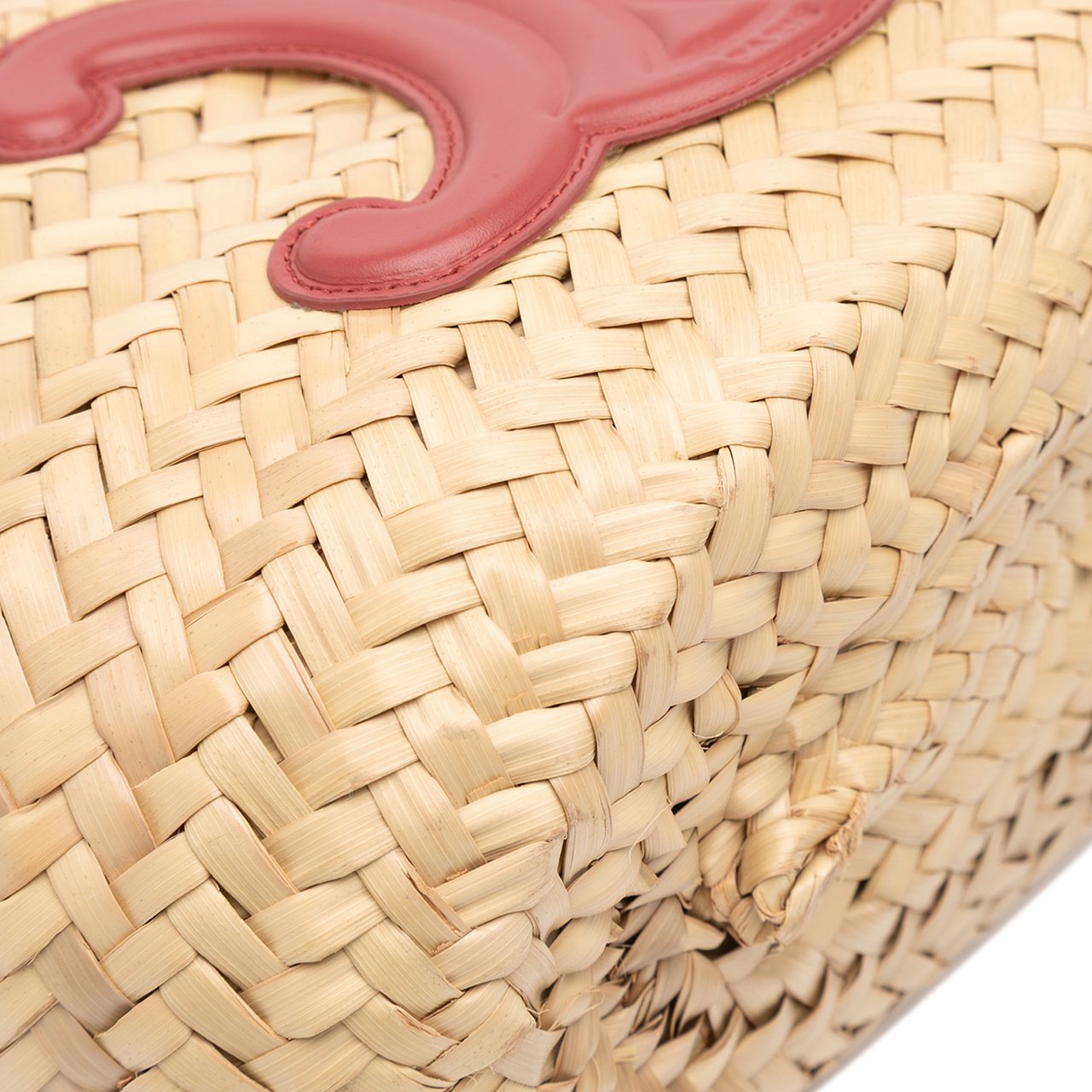 Celine Small Raffia Cuir Triomphe Classic Panier Tote Bruin