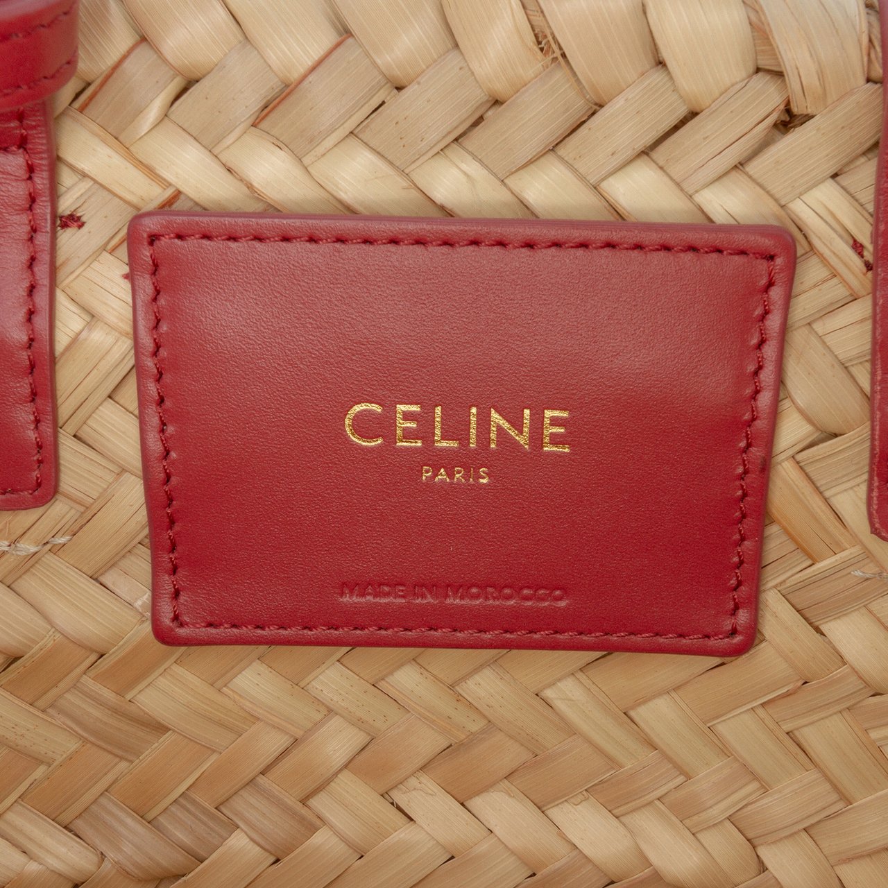 Celine Small Raffia Cuir Triomphe Classic Panier Tote Bruin
