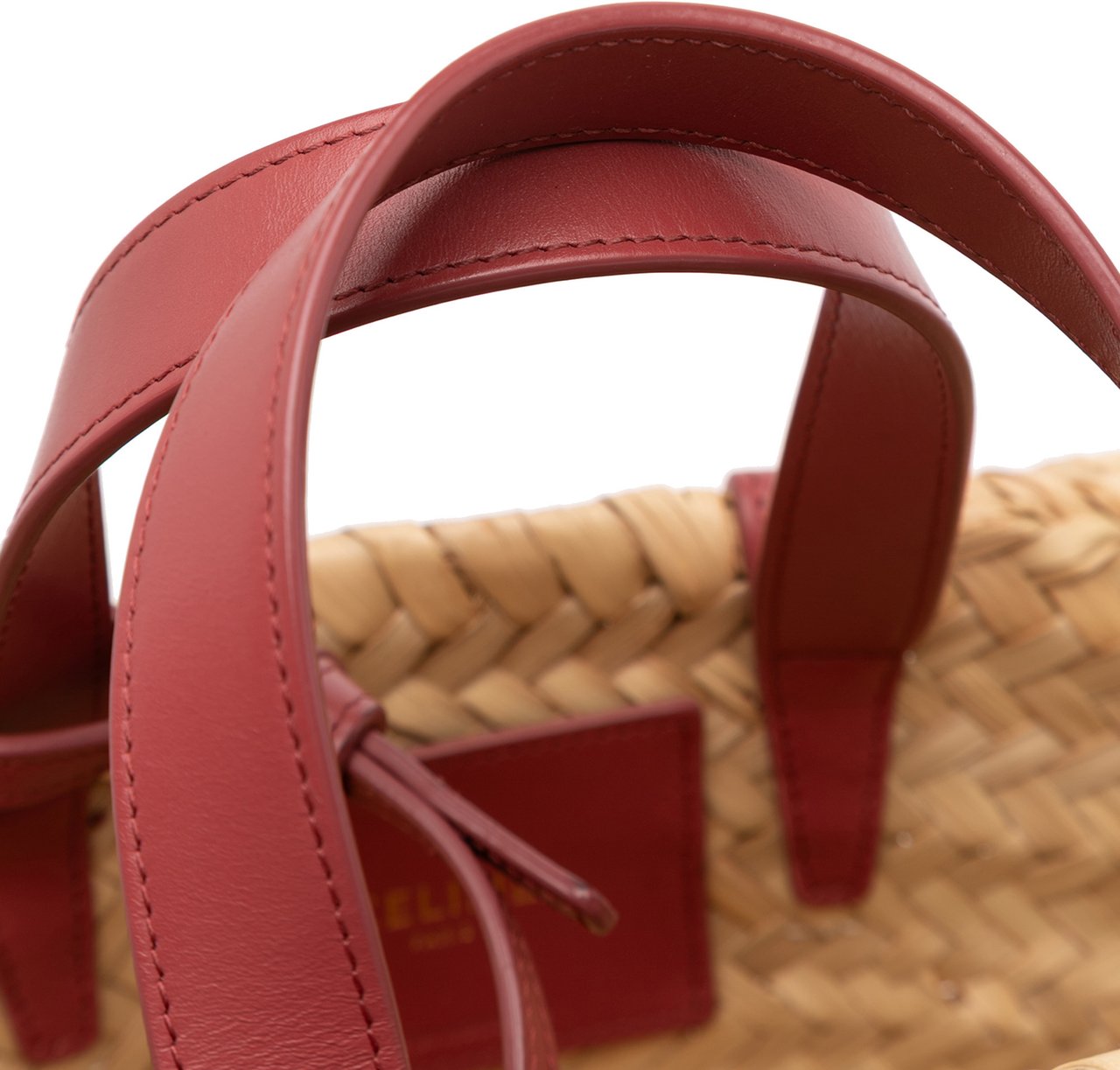 Celine Small Raffia Cuir Triomphe Classic Panier Tote Bruin