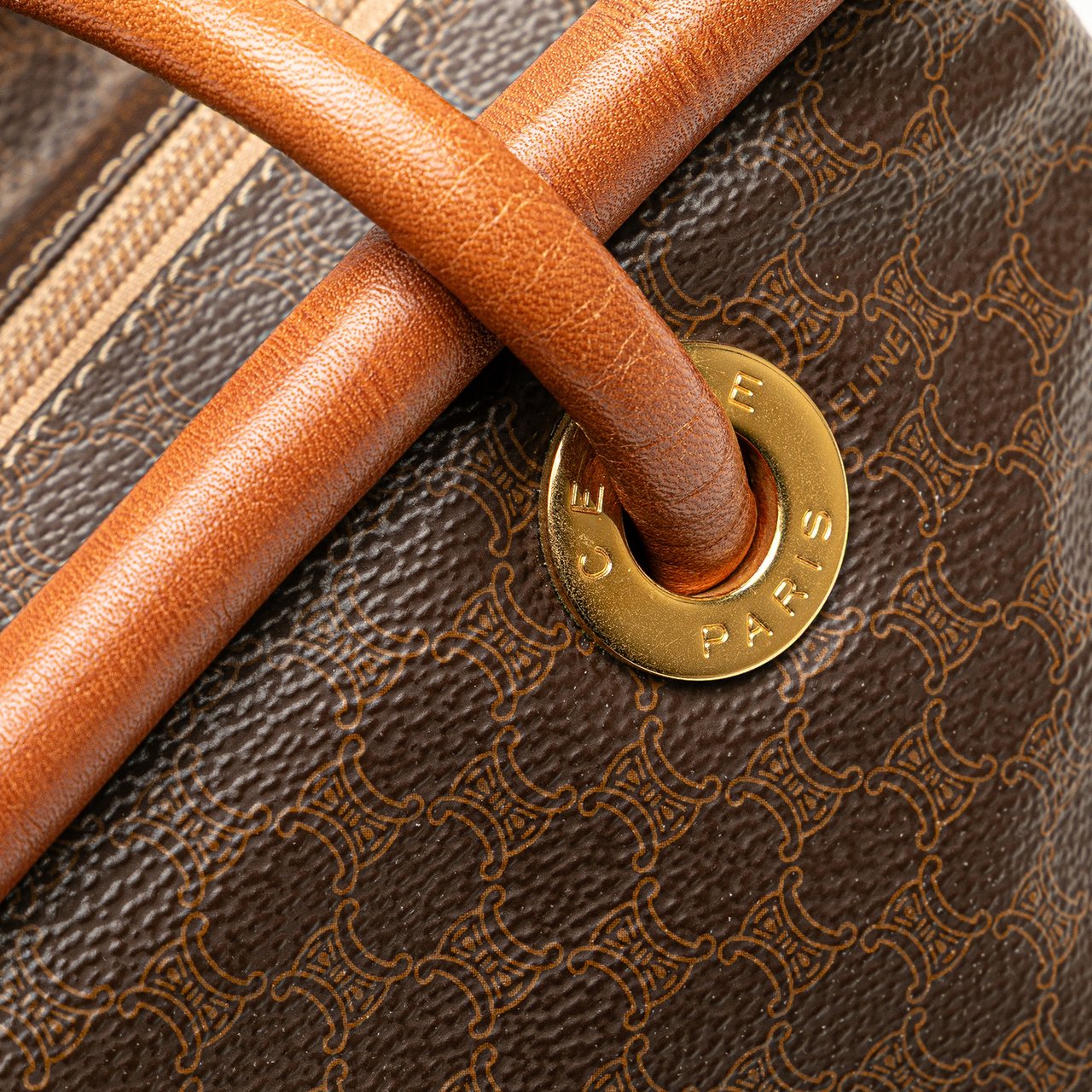 Celine Macadam Coated Canvas Handbag Bruin