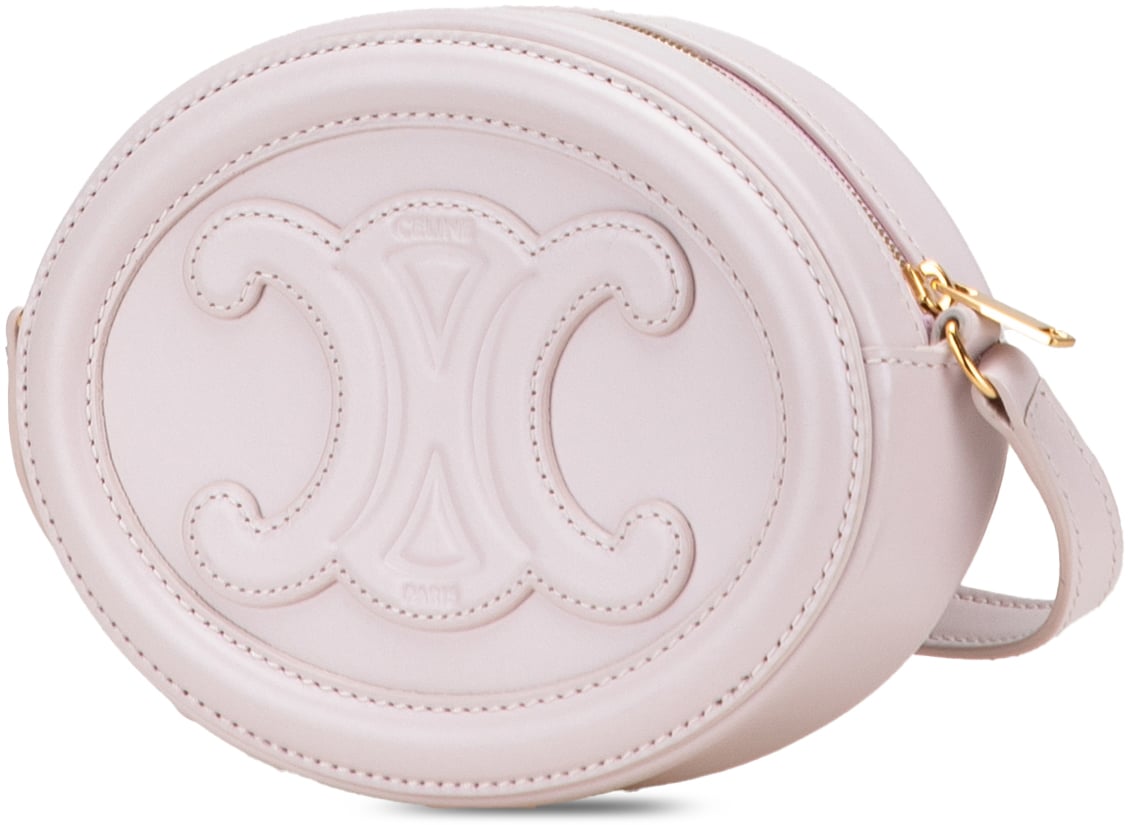 Celine Small Calfskin Cuir Triomphe Oval Crossbody Roze