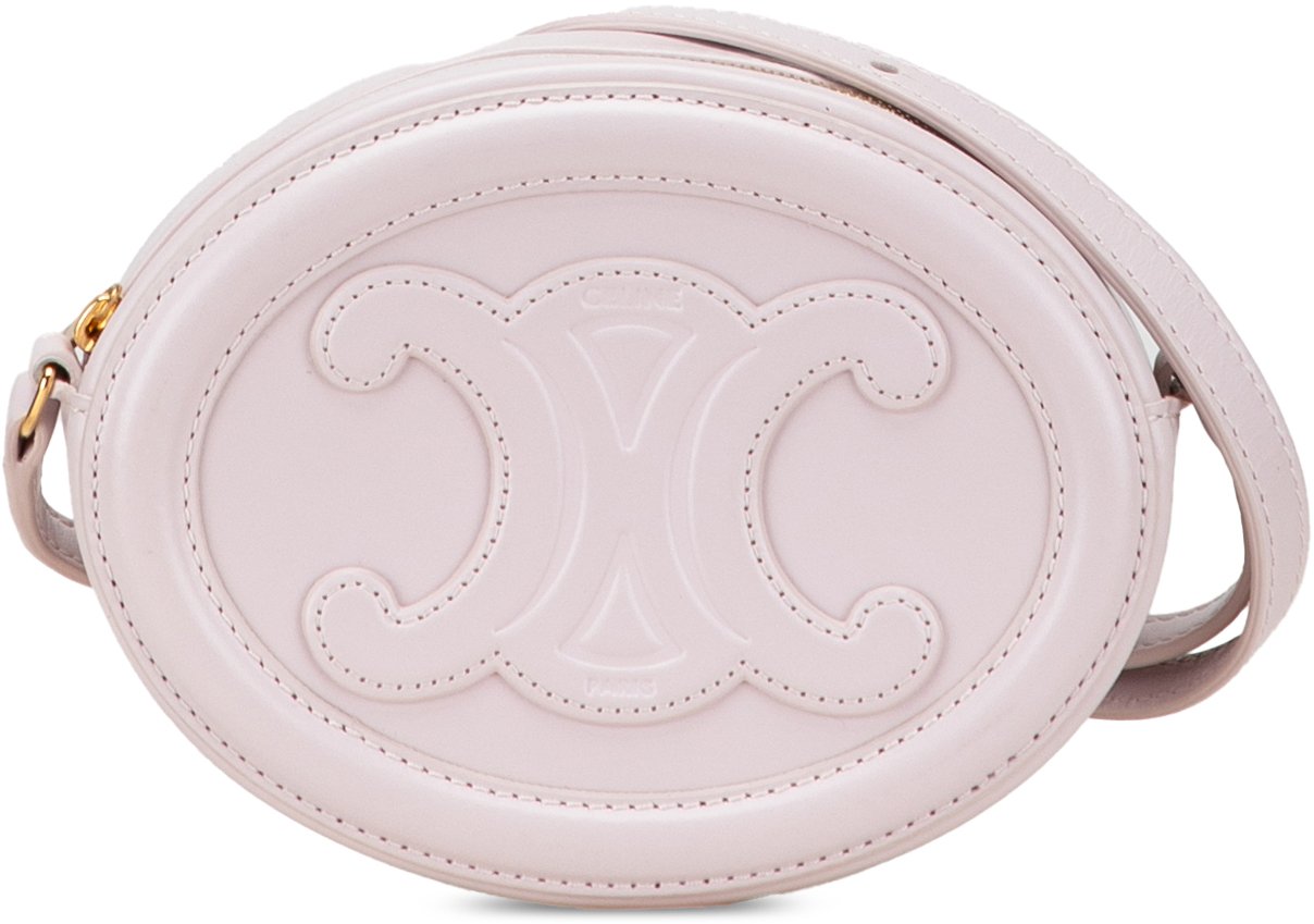 Celine Small Calfskin Cuir Triomphe Oval Crossbody Roze