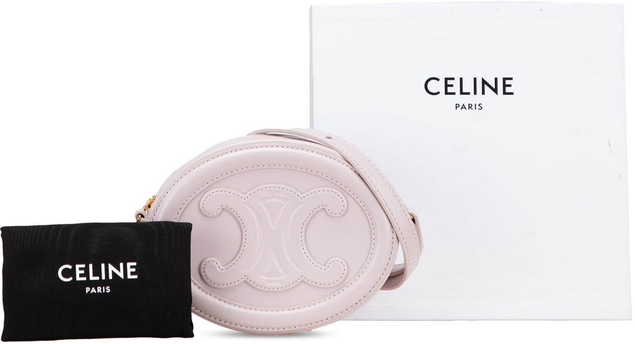 Celine Small Calfskin Cuir Triomphe Oval Crossbody Roze