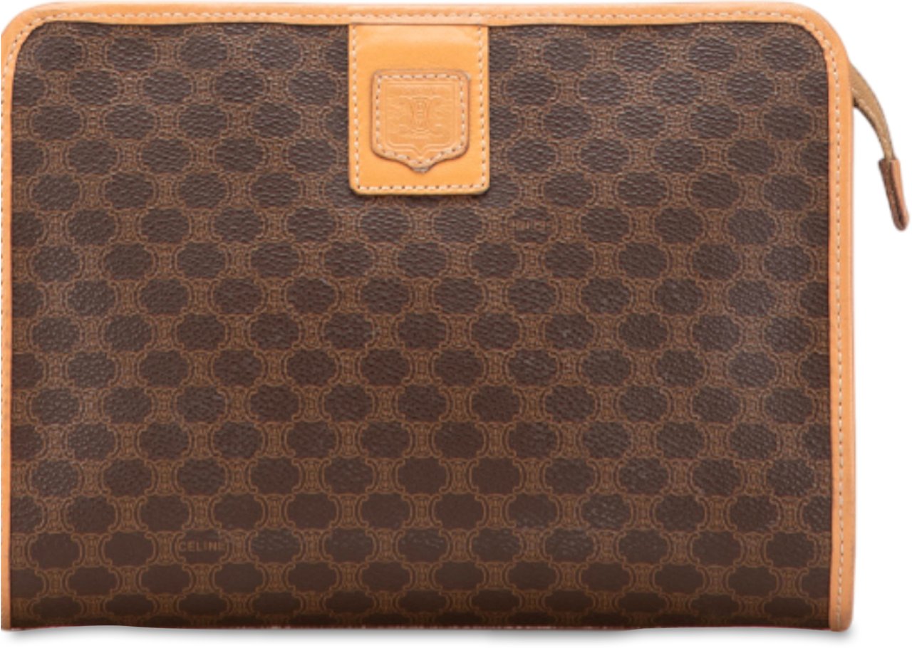 Celine Macadam Coated Canvas Clutch Bruin