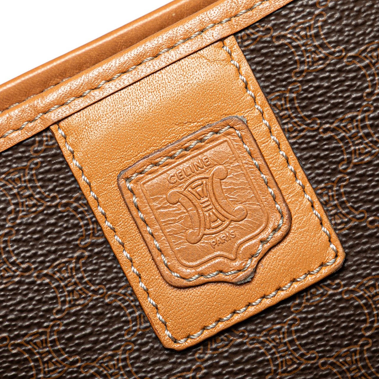 Celine Macadam Coated Canvas Clutch Bruin