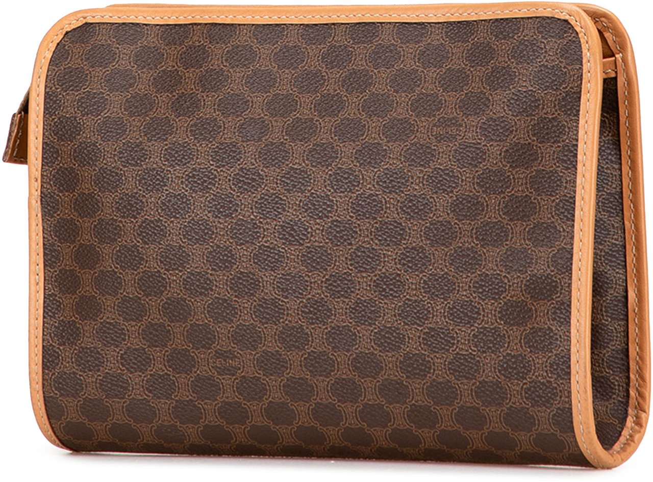 Celine Macadam Coated Canvas Clutch Bruin