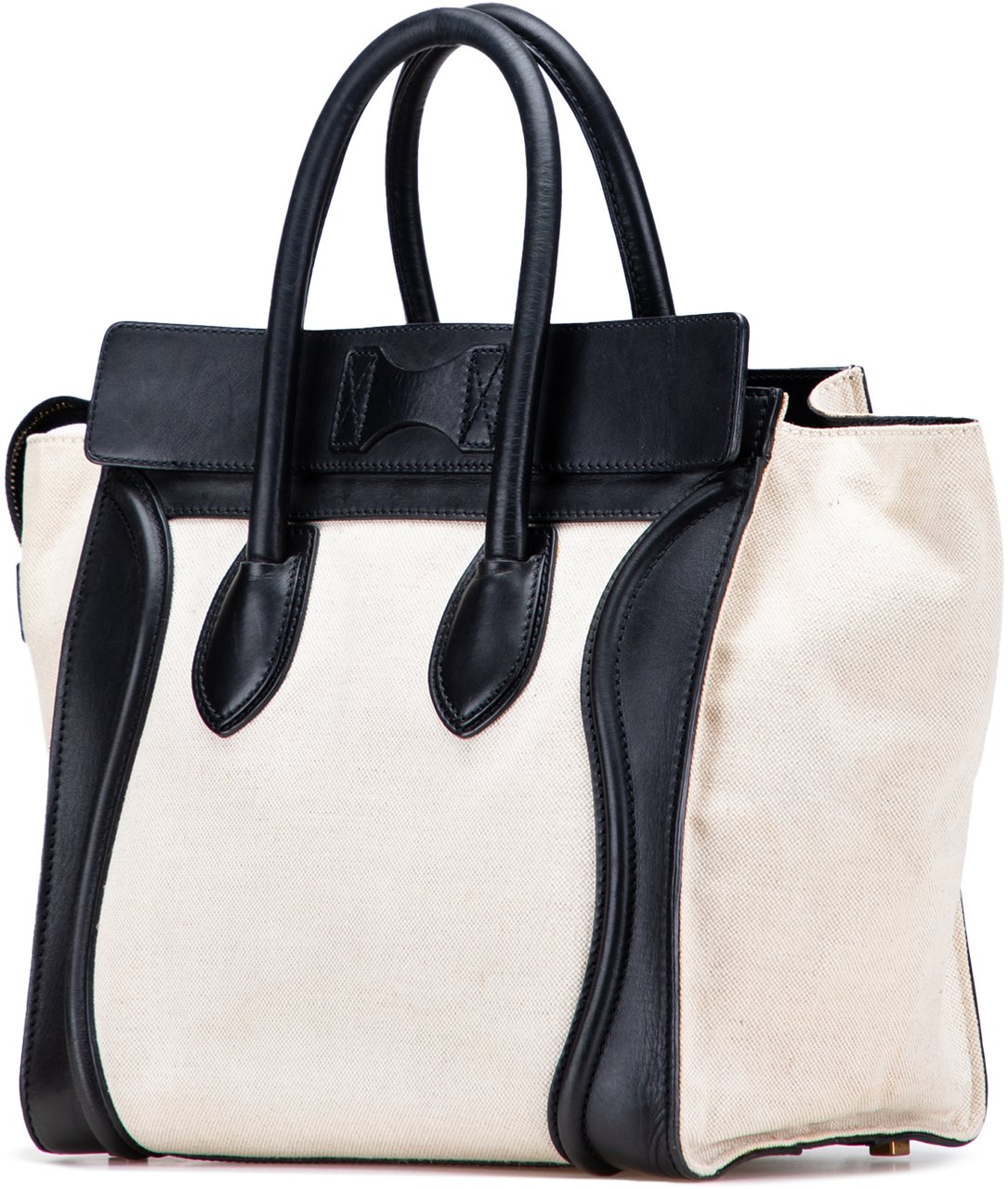 Celine Mini Canvas Tricolor Luggage Tote Bruin