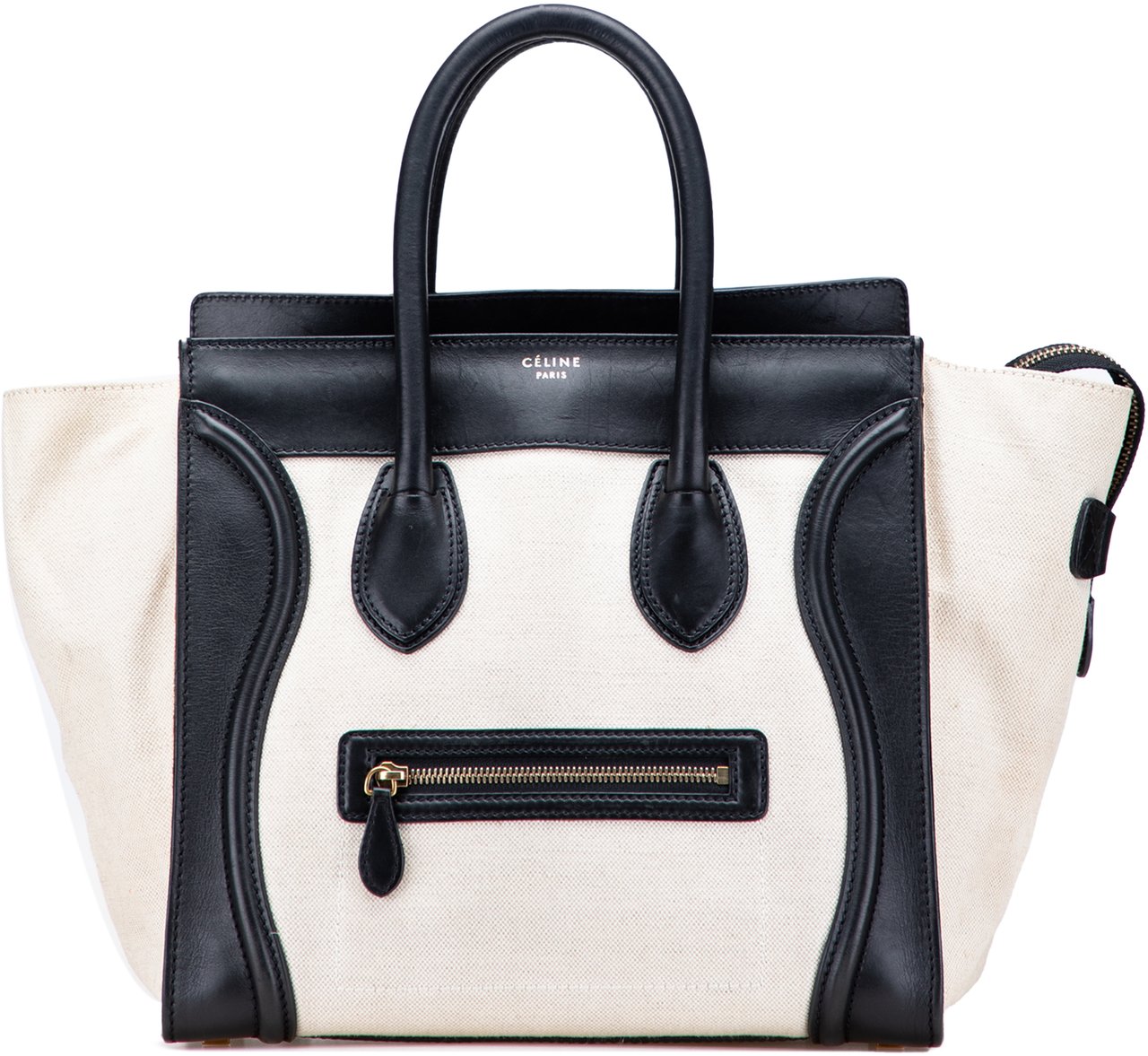 Celine Mini Canvas Tricolor Luggage Tote Bruin