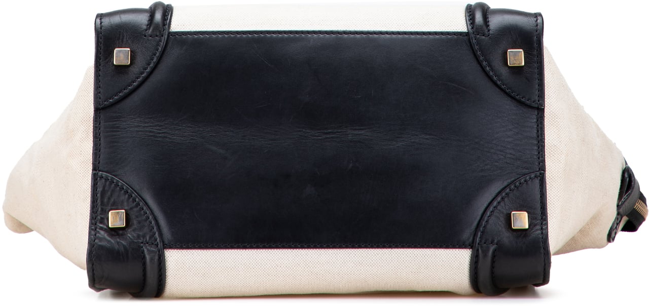 Celine Mini Canvas Tricolor Luggage Tote Bruin