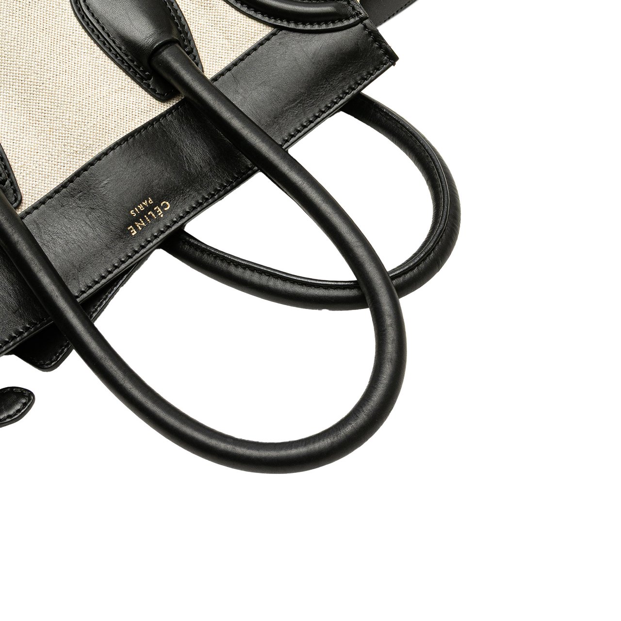 Celine Mini Canvas Tricolor Luggage Tote Bruin