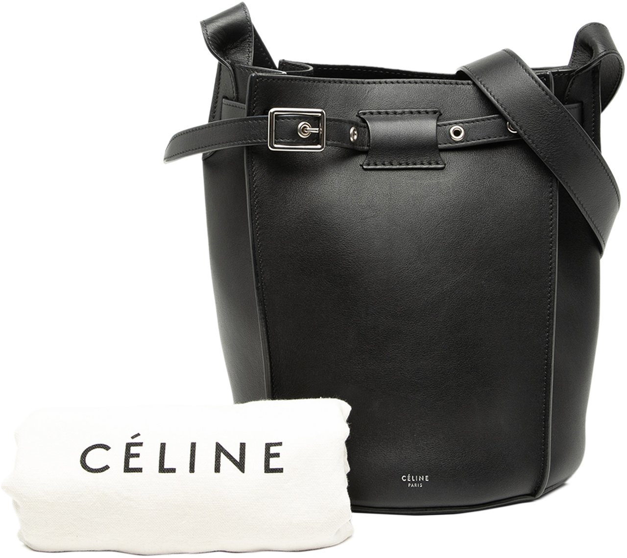 Celine Nano Leather Big Bag Bucket Crossbody Zwart