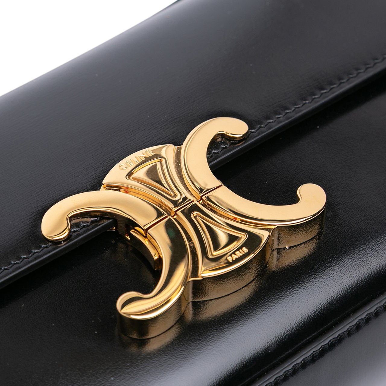 Celine Shiny Calfskin Claude Shoulder Bag Zwart