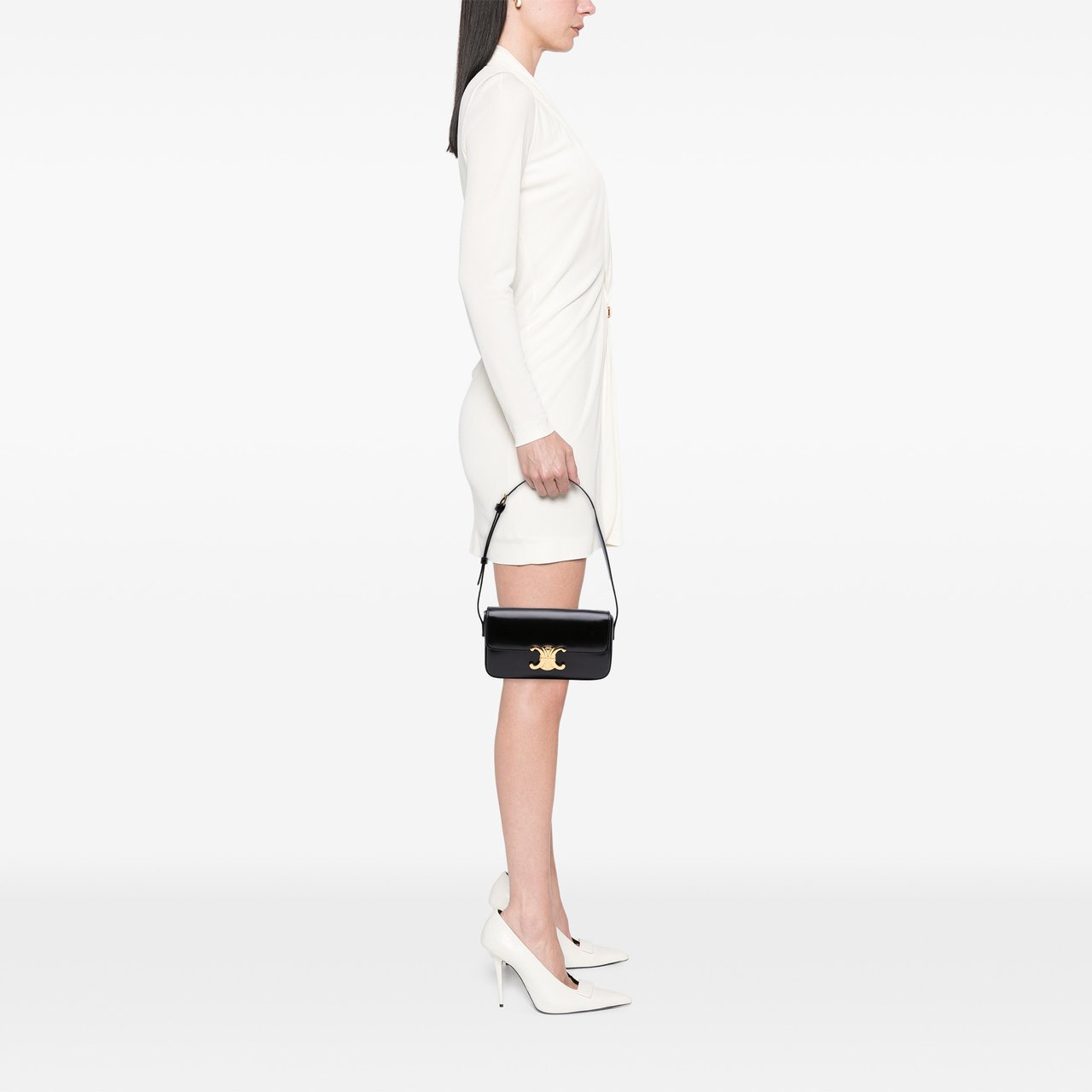 Celine Shiny Calfskin Claude Shoulder Bag Zwart