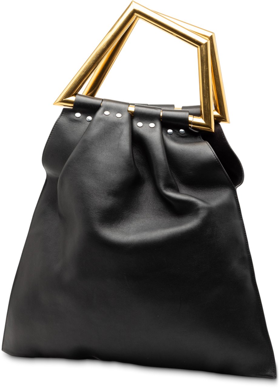 Celine Leather Open Triangle Sac Handbag Zwart