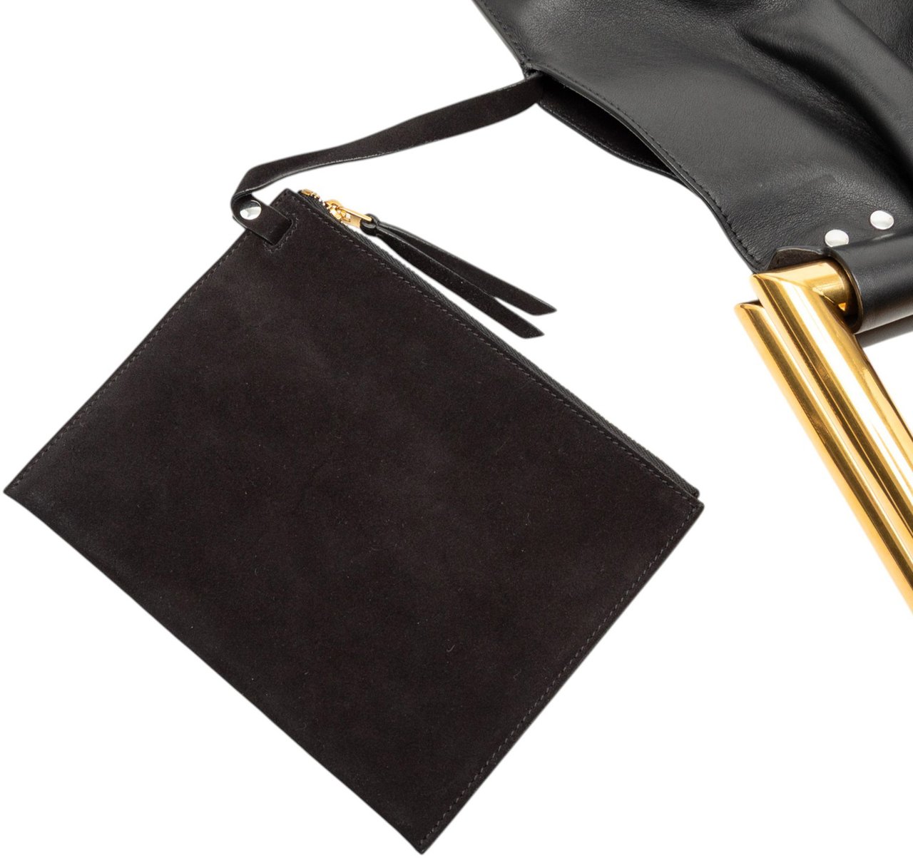 Celine Leather Open Triangle Sac Handbag Zwart