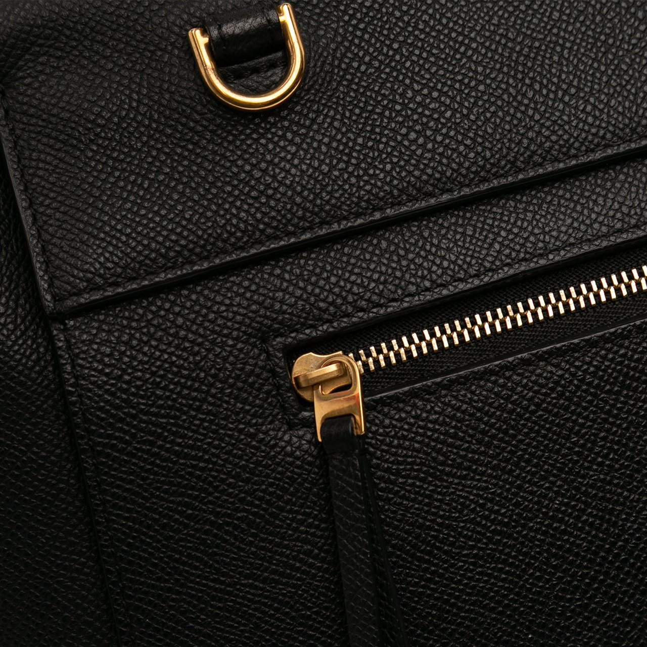 Celine Mini Grained Calfskin Belt Satchel Zwart