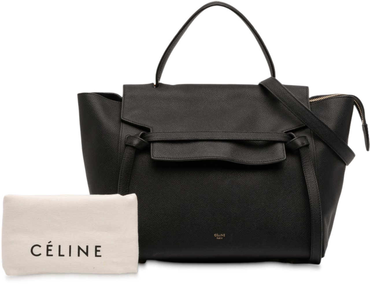 Celine Mini Grained Calfskin Belt Satchel Zwart