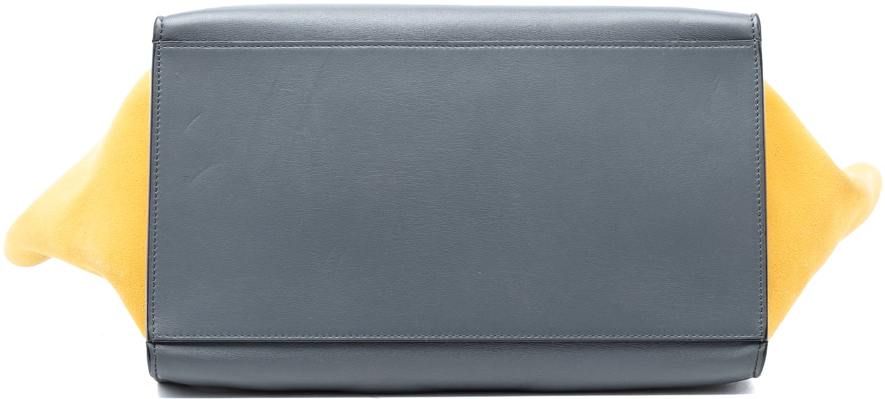 Celine Medium Tricolor Calfskin and Suede Trapeze Satchel Grijs